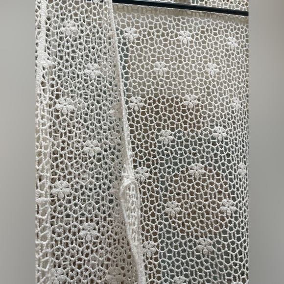 Alfani Womens Solid White Open Large Knit Crochet Lace Pattern Cardigan Coat EUC - Picture 9 of 14